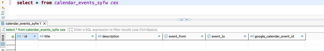 Calendar Events Deleted Database Record