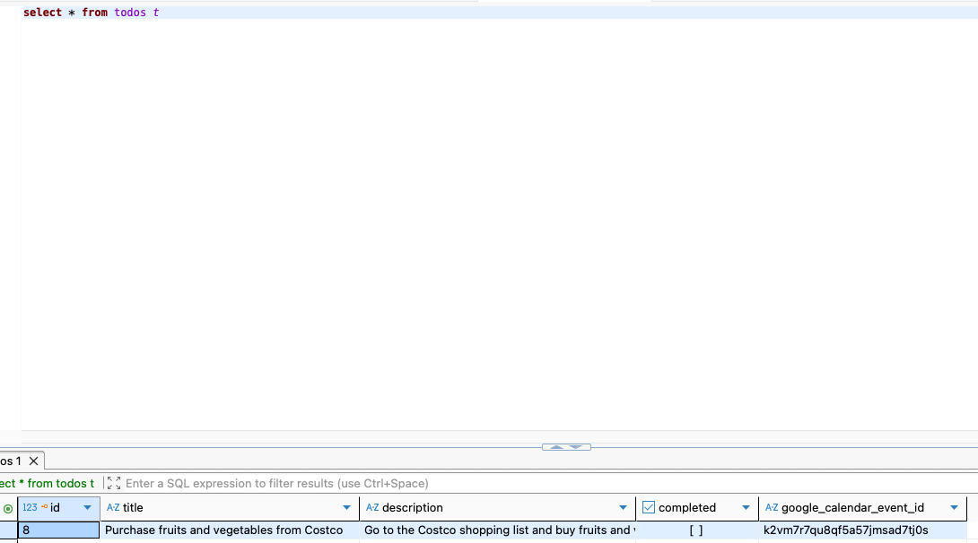 Todo Creation Database